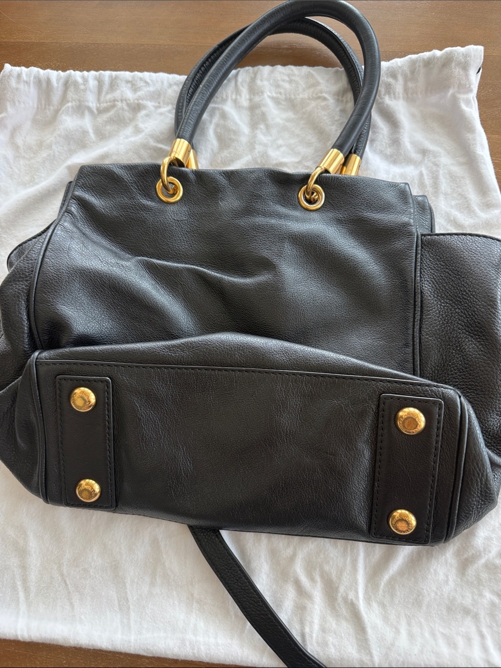 Marc by Marc Jacobs Black Leather Satchel with Gold Hardware - Picture 4 of 4